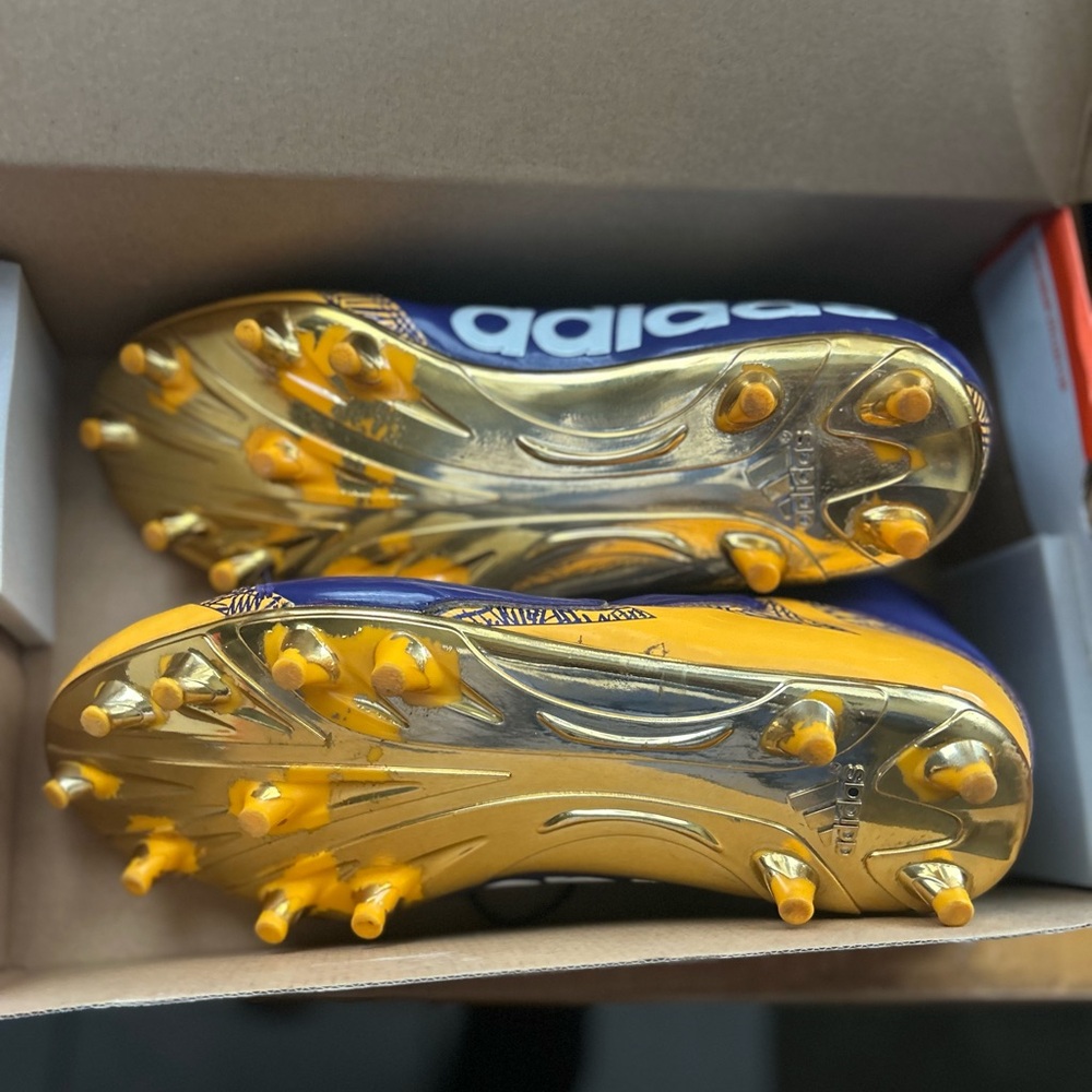 Adidas Break Purple Gold Football Cleats Mens High Top Size 14